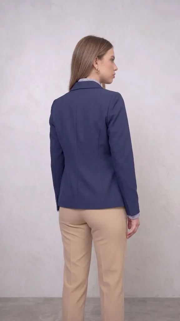 Blazer de mujer-Renata-Azul Navy-Lino Mirella-talla large-pantalon de vestir-azahara-beige.webp