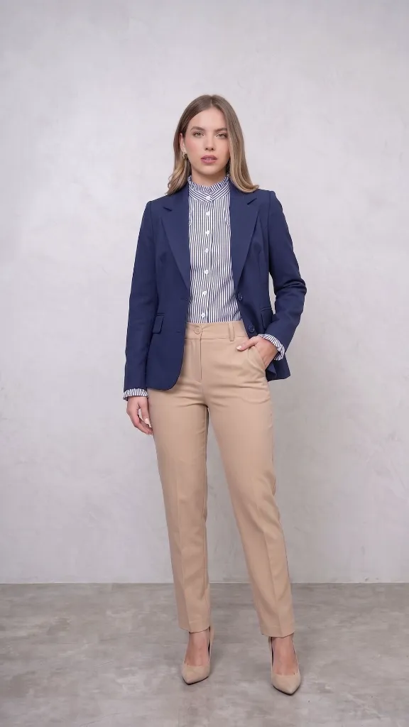 Blazer de mujer-Renata-Azul Navy-Lino Mirella-talla small-pantalon de vestir-azahara-beige.webp
